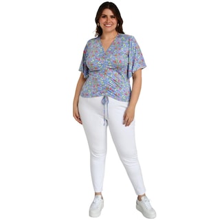 Foto 6 | Blusa Roman Fashion Manga 3/4 color Azul para Mujer