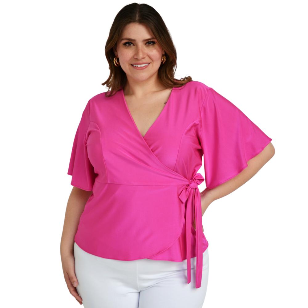 Blusa Roman Fashion BL-ELY-0442 color Rosa Manga 3/4