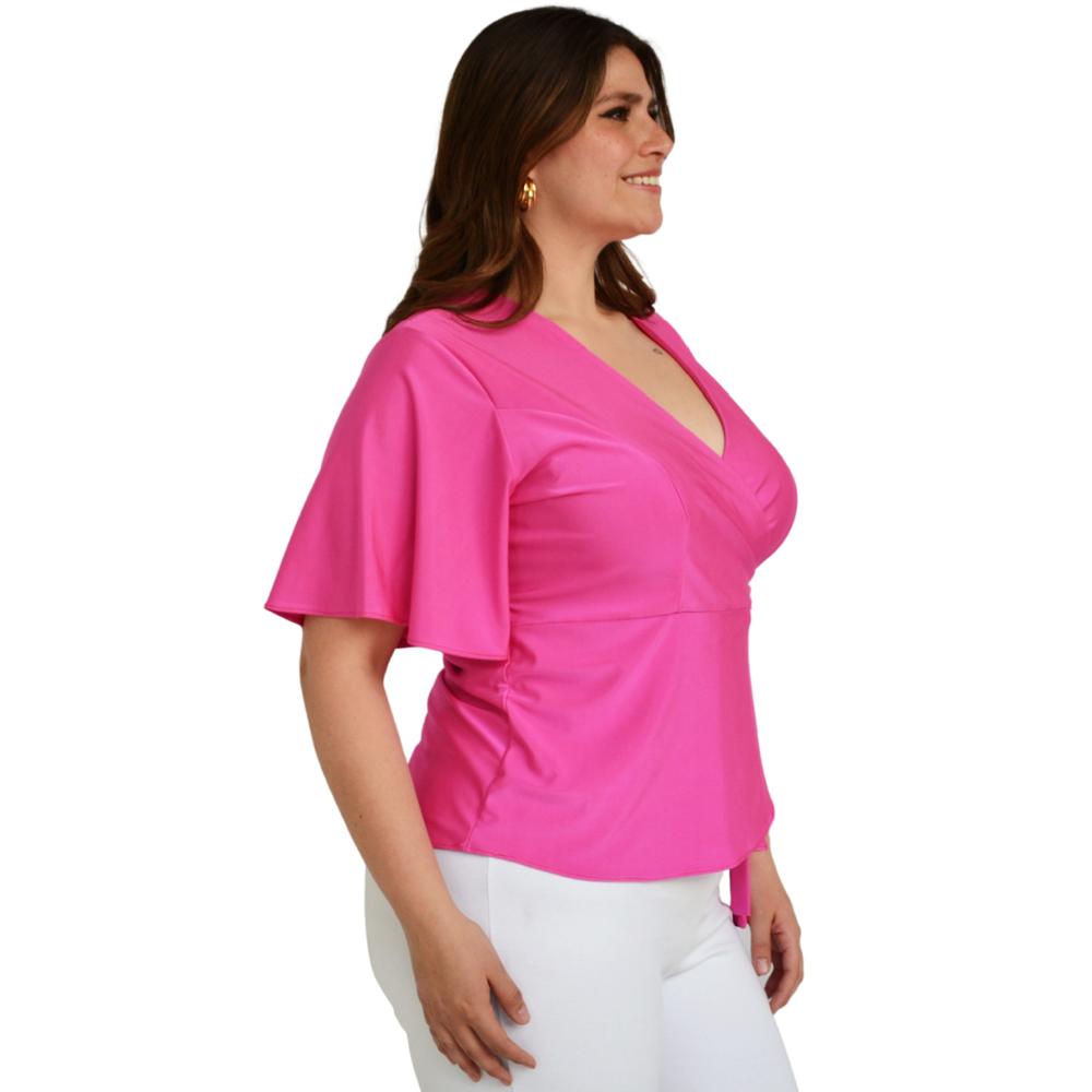 Foto 3 pulgar | Blusa Roman Fashion BL-ELY-0442 color Rosa Manga 3/4