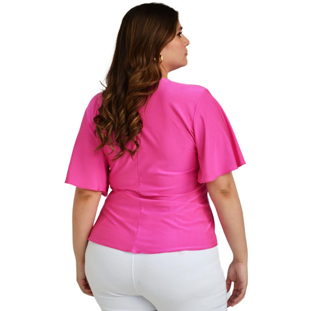 Foto 4 pulgar | Blusa Roman Fashion BL-ELY-0442 color Rosa Manga 3/4