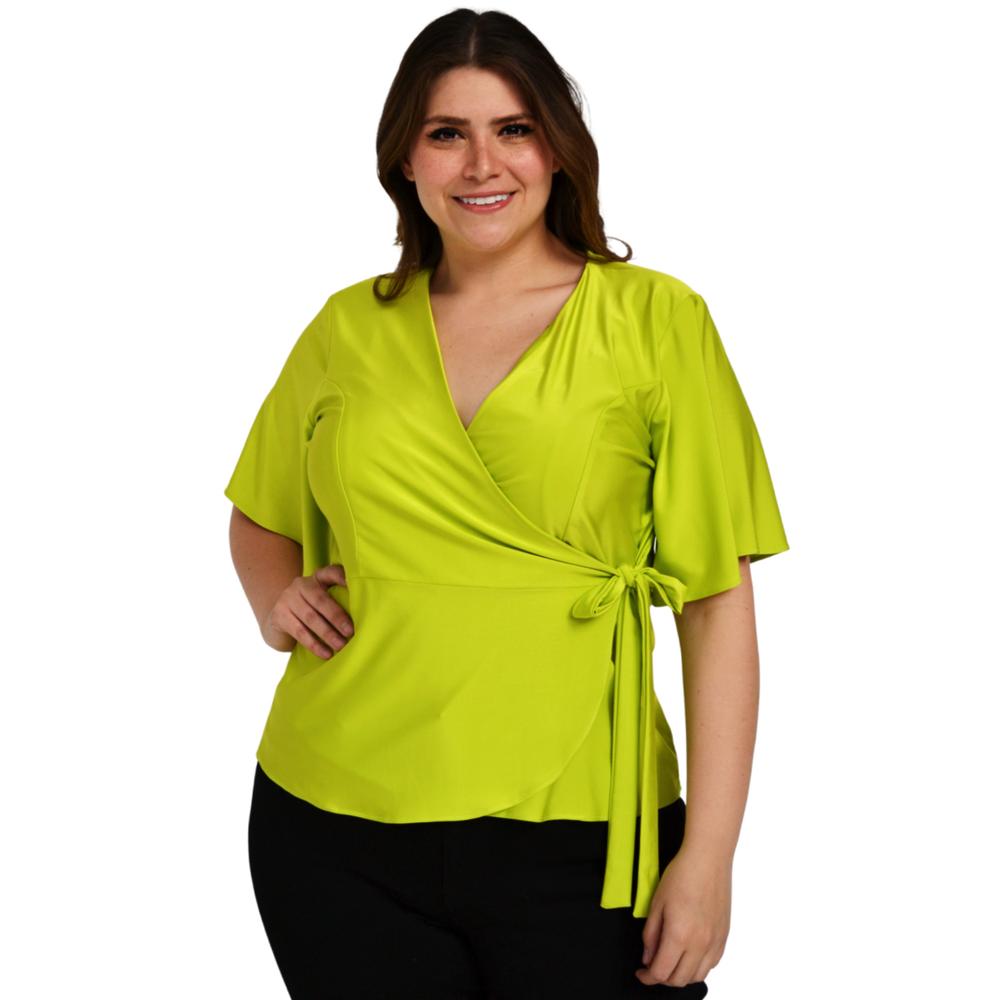 Foto 2 pulgar | Blusa Roman Fashion Manga 3/4 color Verde para Mujer