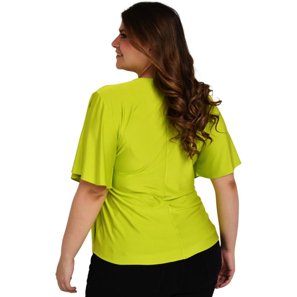 Foto 4 pulgar | Blusa Roman Fashion Manga 3/4 color Verde para Mujer