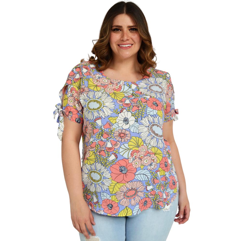 Blusa Estampada Roman Fashion color Azul para Mujer