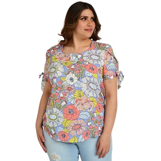 Foto 2 | Blusa Estampada Roman Fashion color Azul para Mujer