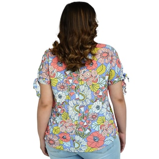Foto 3 | Blusa Estampada Roman Fashion color Azul para Mujer