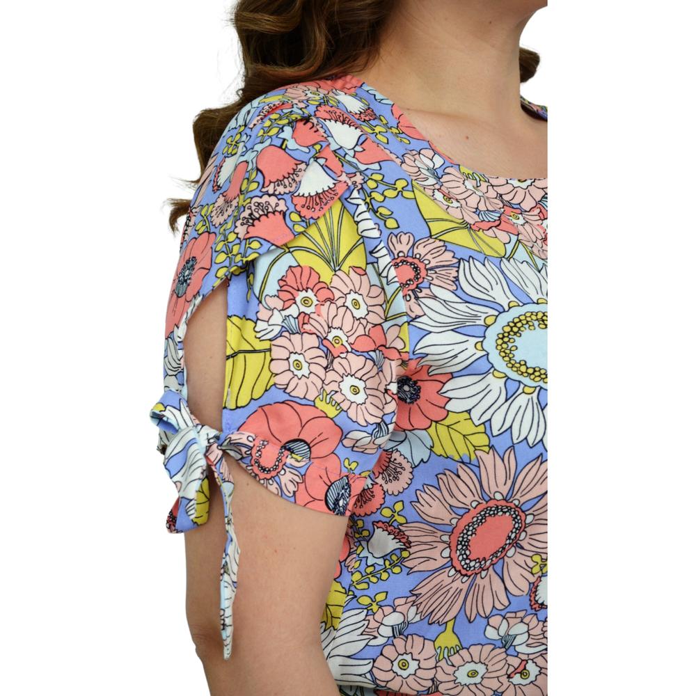 Foto 4 | Blusa Estampada Roman Fashion color Azul para Mujer