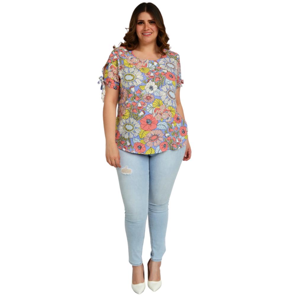 Foto 5 | Blusa Estampada Roman Fashion color Azul para Mujer