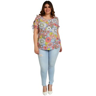 Foto 5 | Blusa Estampada Roman Fashion color Azul para Mujer