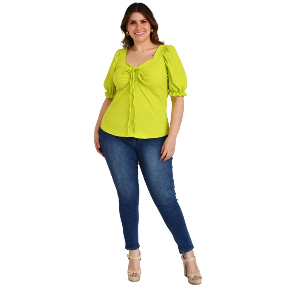 Foto 6 pulgar | Blusa Roman Fashion BL-GR-1827 color Verde Tallas Extras