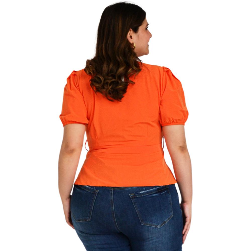 Foto 4 pulgar | Blusa Peplum Roman Fashion BL-ELY-0412 color Naranja Tallas Extras
