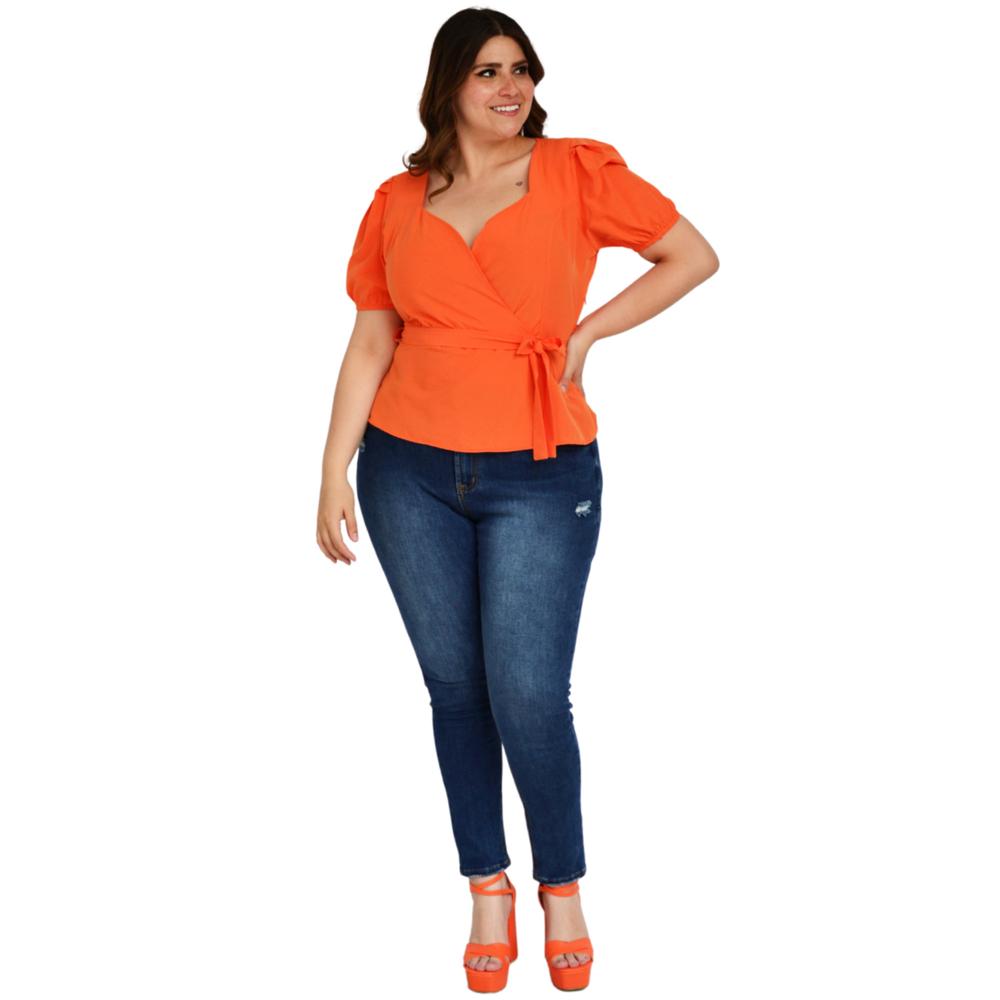 Foto 5 pulgar | Blusa Peplum Roman Fashion BL-ELY-0412 color Naranja Tallas Extras