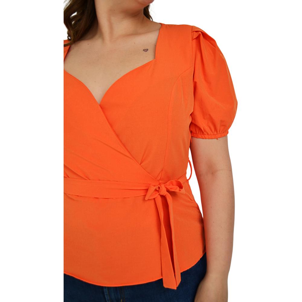 Foto 6 pulgar | Blusa Peplum Roman Fashion BL-ELY-0412 color Naranja Tallas Extras