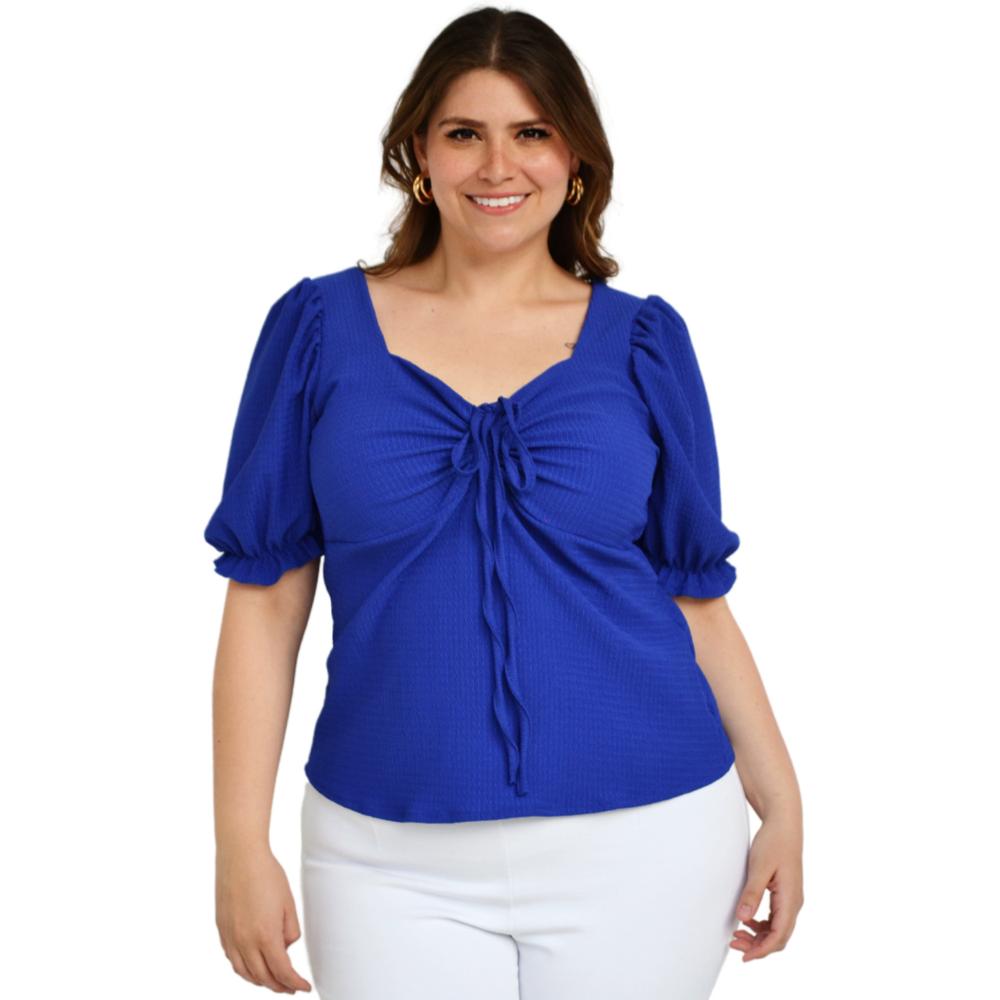 Foto 2 pulgar | Blusa Roman Fashion BL-GR-1827 color Azul Tallas Extras