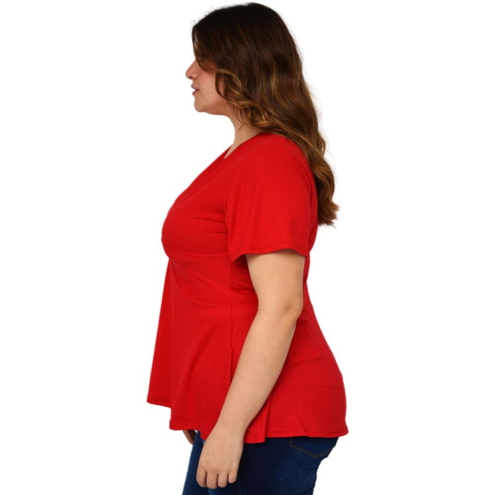 Foto 3 pulgar | Blusa Corte A Roman Fashion Tallas Extras color Rojo