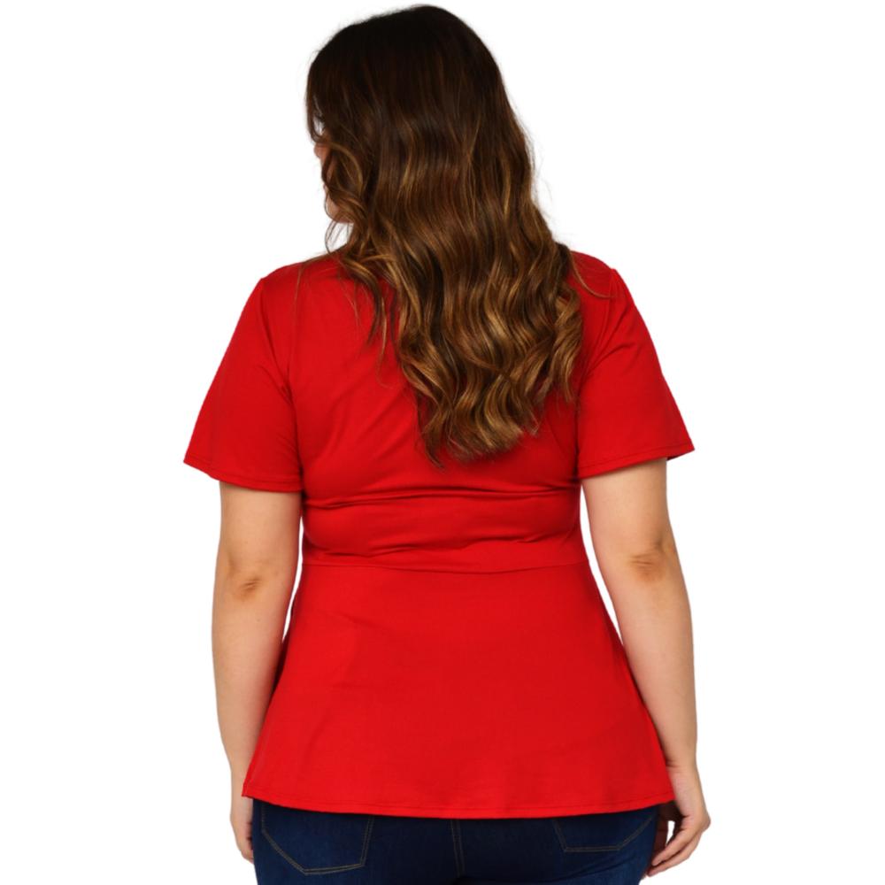 Foto 4 pulgar | Blusa Corte A Roman Fashion Tallas Extras color Rojo