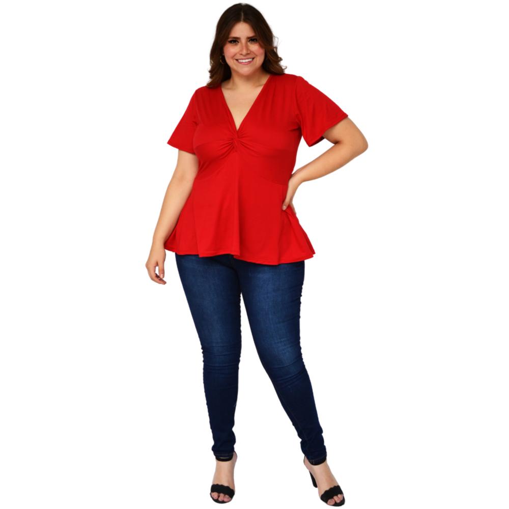 Foto 6 pulgar | Blusa Corte A Roman Fashion Tallas Extras color Rojo