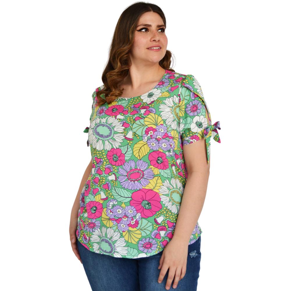 Blusa Estampada Roman Fashion Tallas Extras color Verde