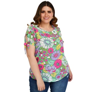 Foto 2 | Blusa Estampada Roman Fashion Tallas Extras color Verde