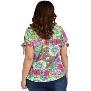 Foto 3 | Blusa Estampada Roman Fashion Tallas Extras color Verde