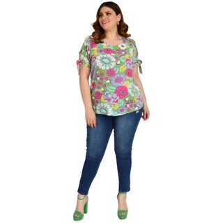 Foto 5 | Blusa Estampada Roman Fashion Tallas Extras color Verde