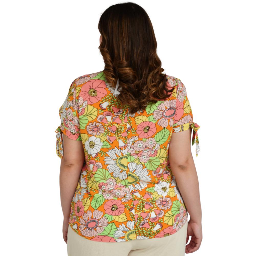 Foto 4 pulgar | Blusa Estampada Roman Fashion Tallas Extras color Naranja