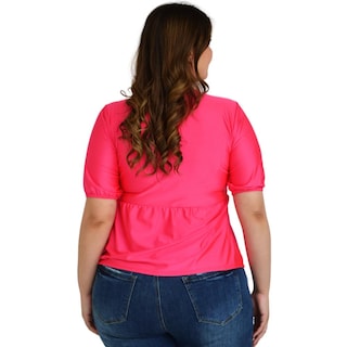 Foto 3 | Blusa Con Moño En Escote Roman Fashion Tallas Extras color Rosa