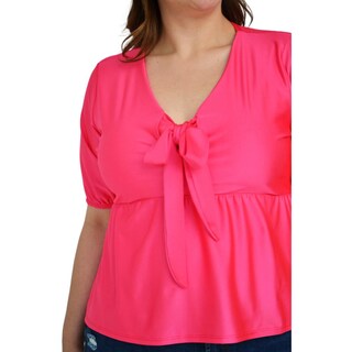 Foto 4 | Blusa Con Moño En Escote Roman Fashion Tallas Extras color Rosa