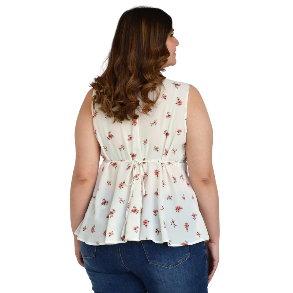Foto 5 pulgar | Blusa Línea A Zenobia Tallas Extras 10957 color Blanco Floreado