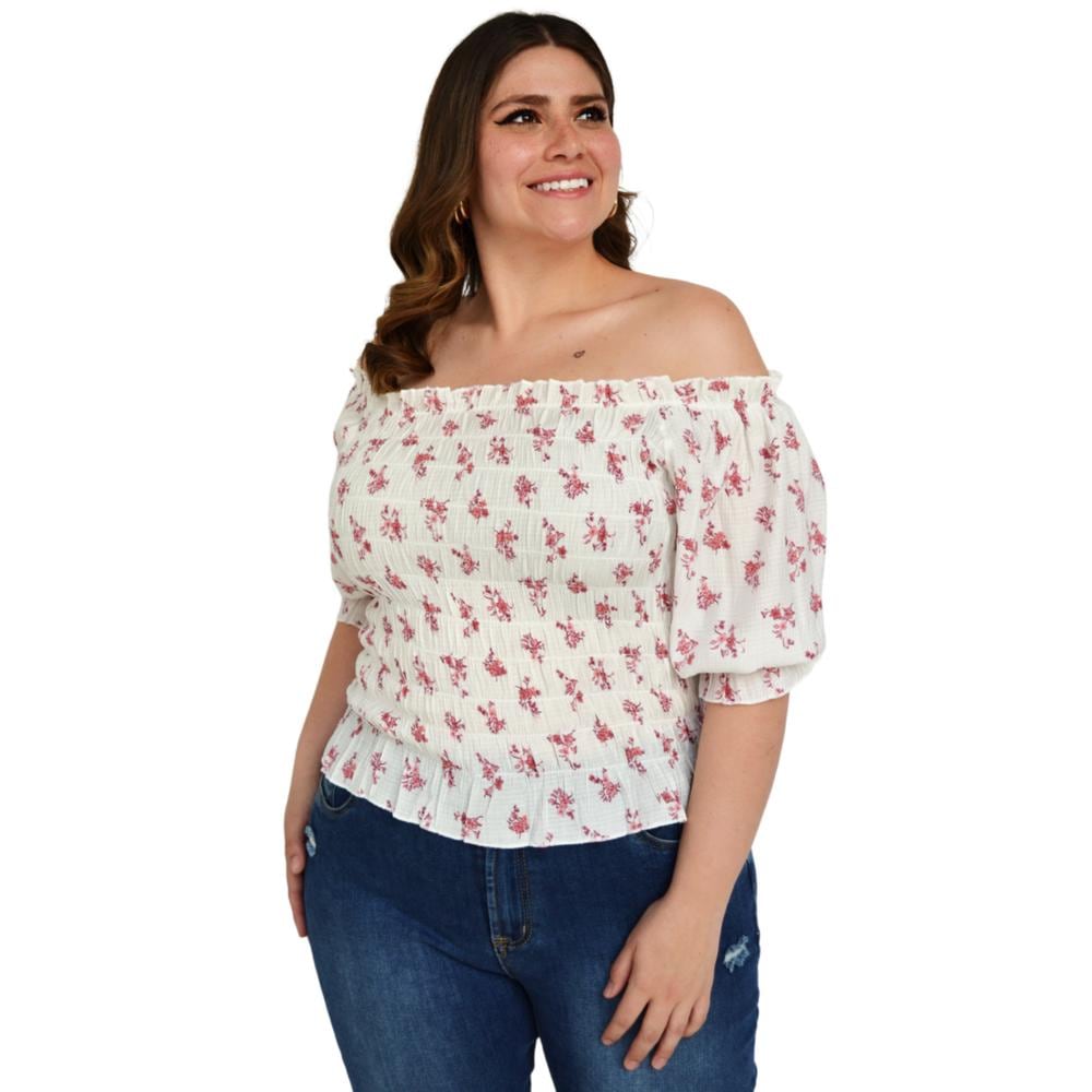 Blusa Campesina Zenobia Tallas Extras 11459 color Blanco $739