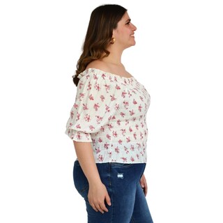 Foto 2 | Blusa Campesina Zenobia Tallas Extras 11459 color Blanco