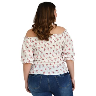 Foto 3 | Blusa Campesina Zenobia Tallas Extras 11459 color Blanco