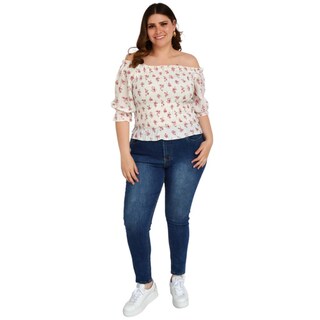 Foto 5 | Blusa Campesina Zenobia Tallas Extras 11459 color Blanco
