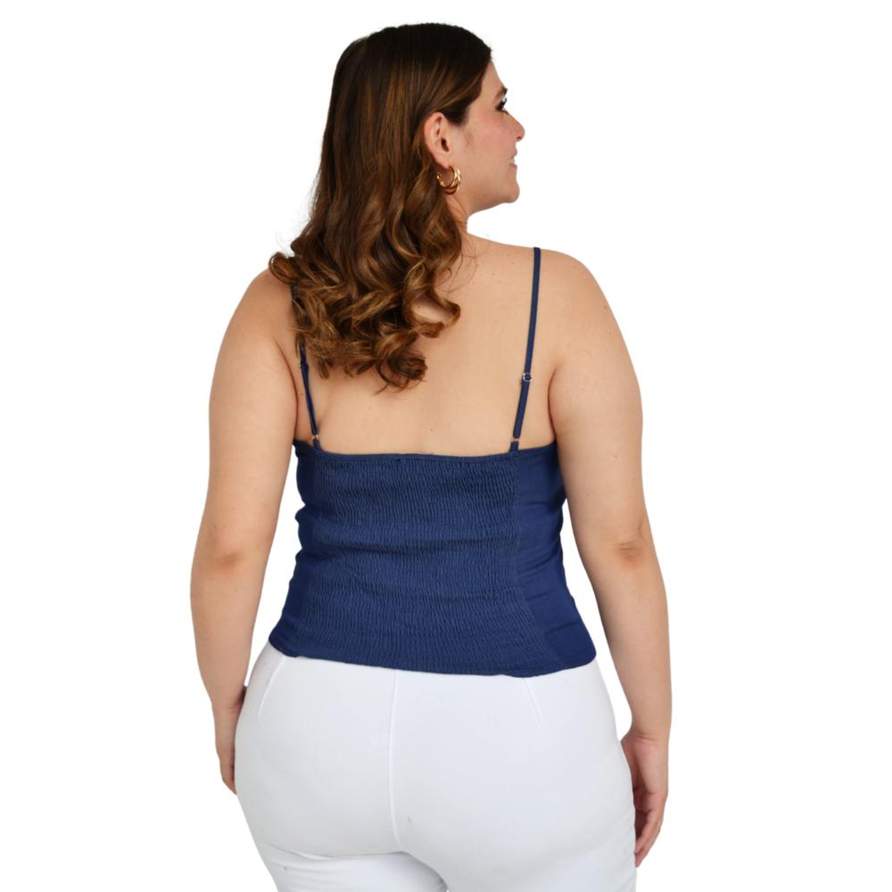Foto 4 pulgar | Blusa Zenobia 11565 Tallas Extras Azul de Mezclilla