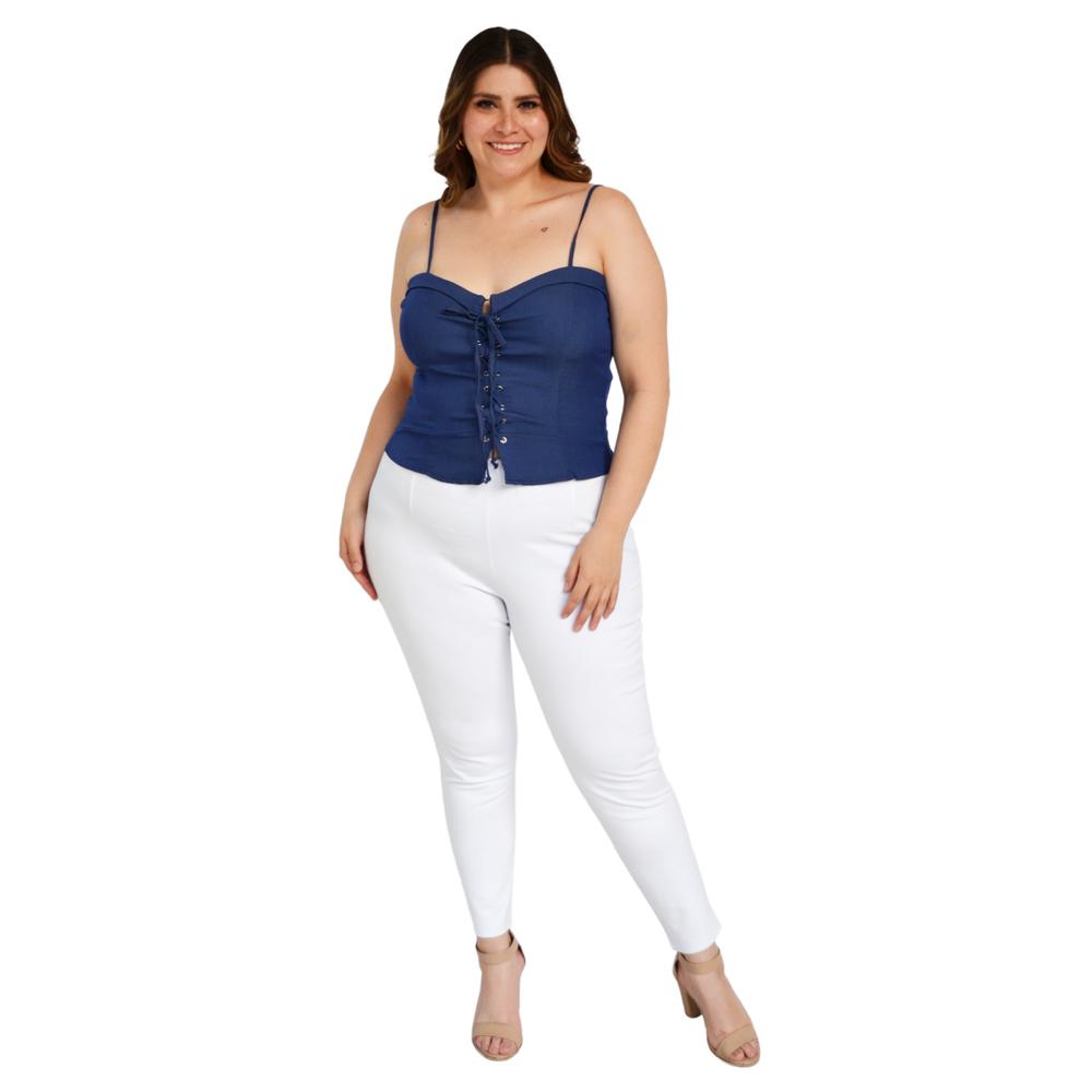Foto 6 pulgar | Blusa Zenobia 11565 Tallas Extras Azul de Mezclilla
