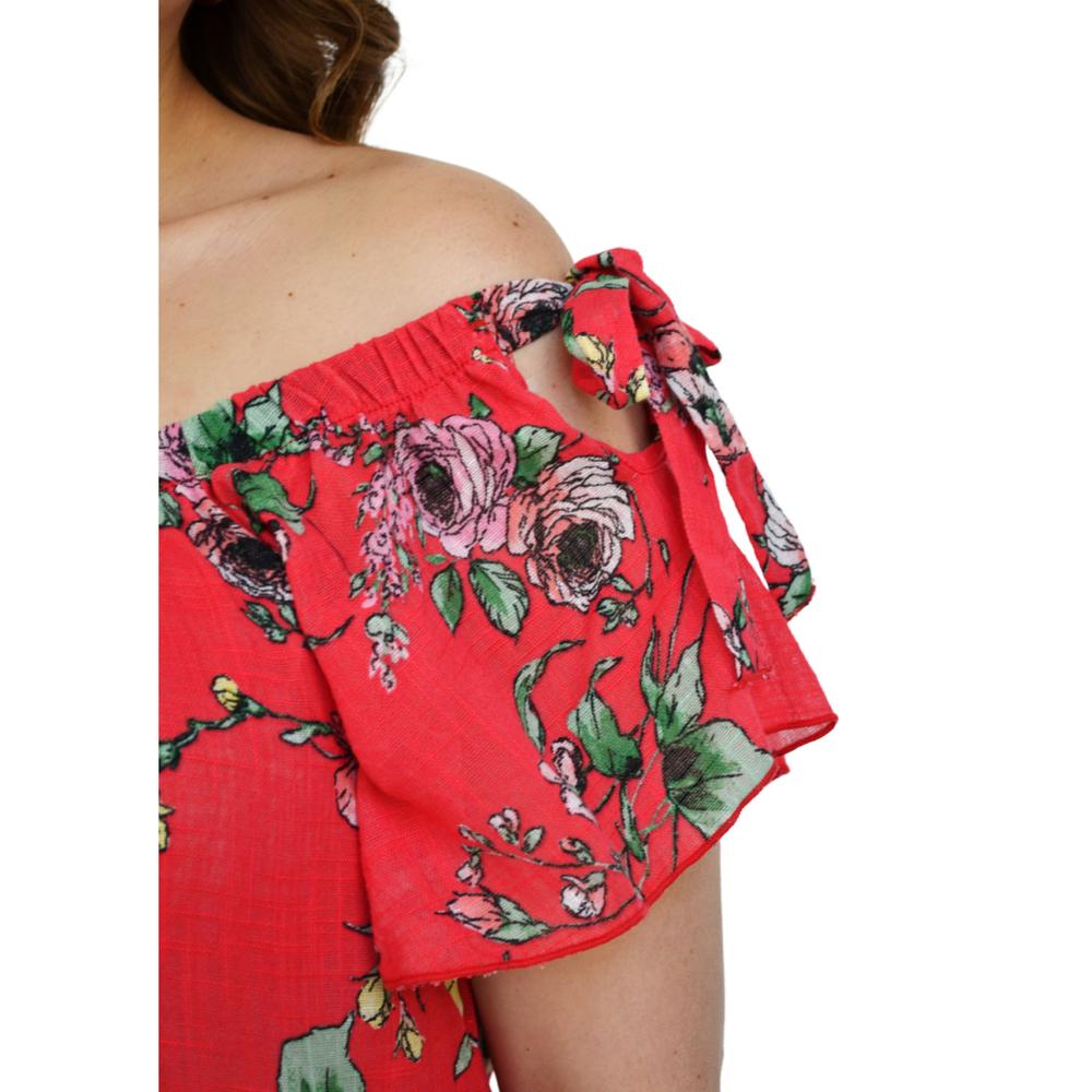 Foto 5 pulgar | Blusa Zenobia 8933 Manga Corta con Moño Tallas Extras Rojo