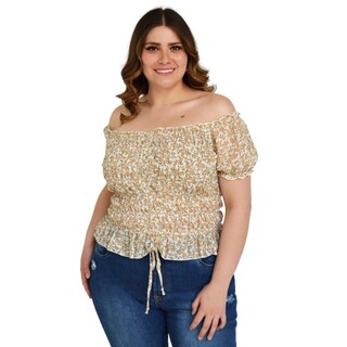 Foto 1 | Blusa Zenobia Smock 12120 Tallas Extras Blanco