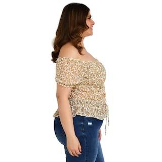 Foto 2 | Blusa Zenobia Smock 12120 Tallas Extras Blanco