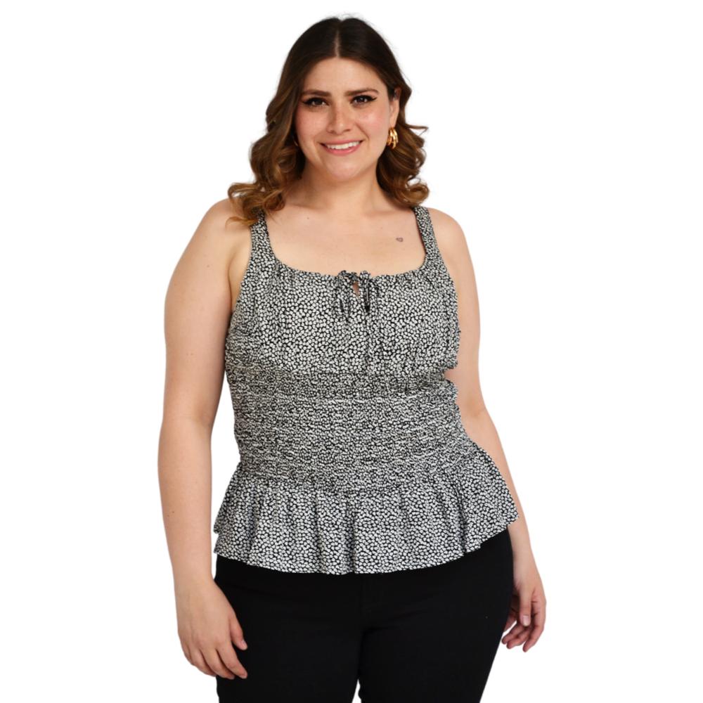 Blusa Zenobia 11537 Cintura Smock Tallas Extras Negro