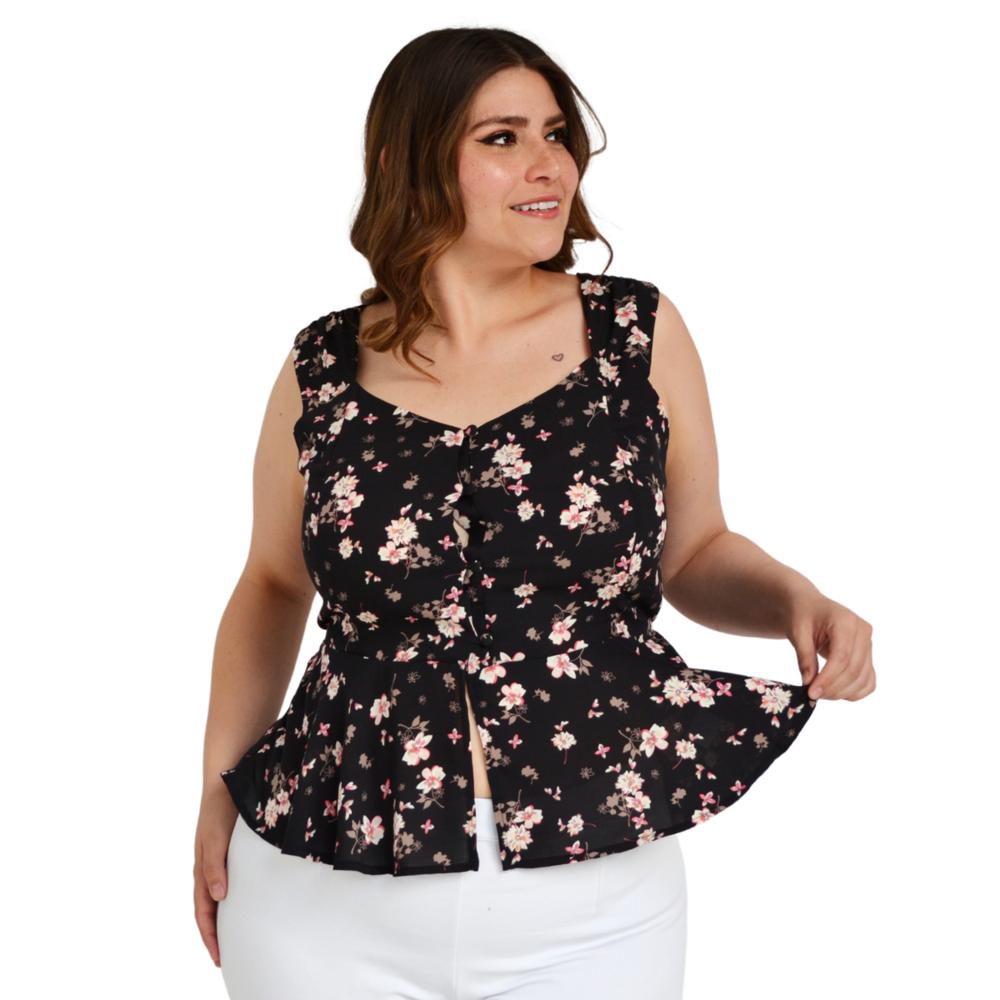 Blusa Zenobia 11018 Sin Manga Tallas Extras Negro