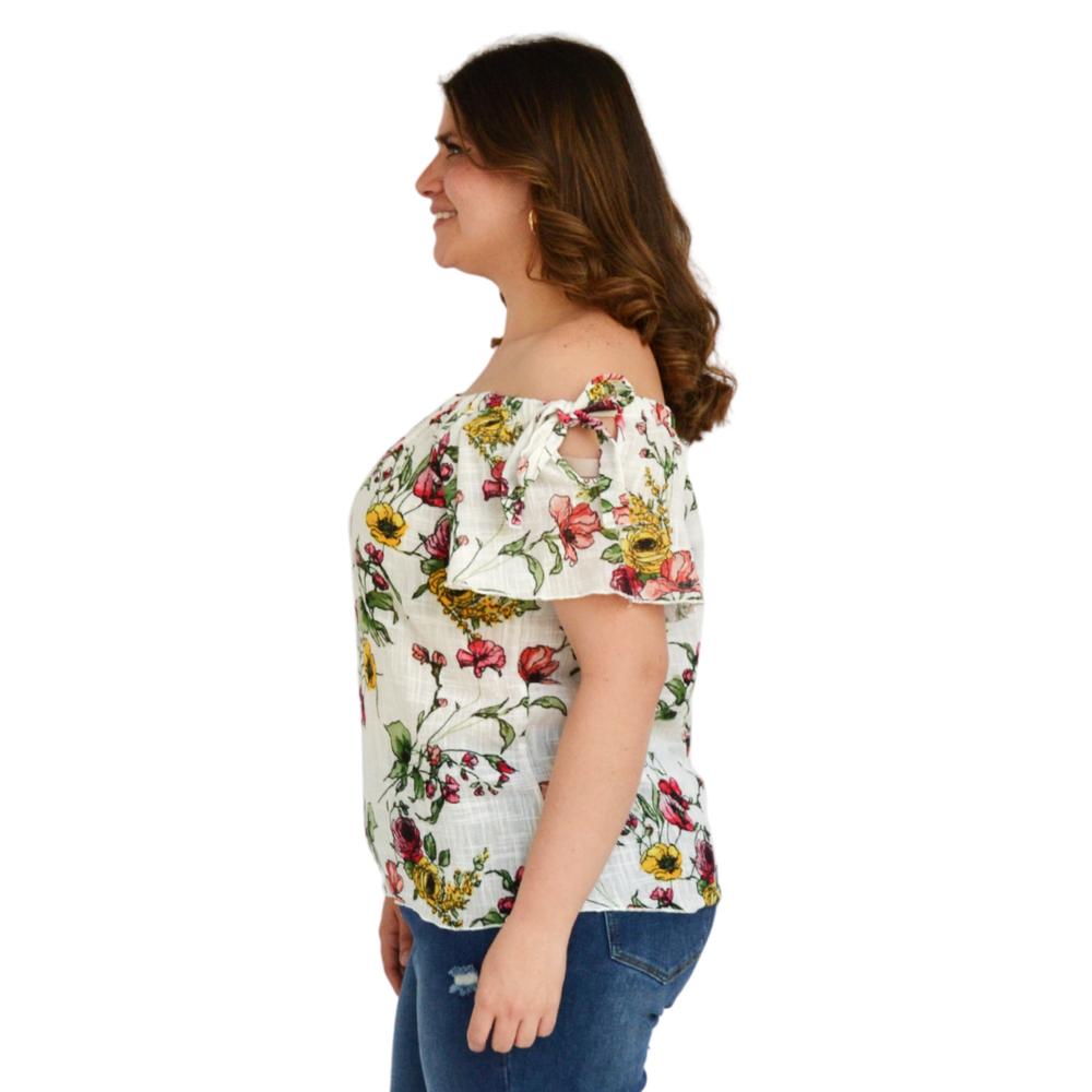 Foto 2 | Blusa Zenobia 8933 Manga Corta con Moño Tallas Extras Blanco