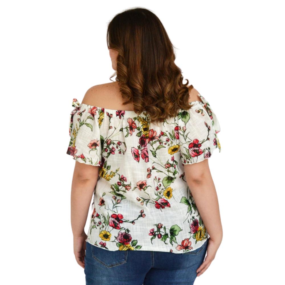 Foto 4 pulgar | Blusa Zenobia 8933 Manga Corta con Moño Tallas Extras Blanco