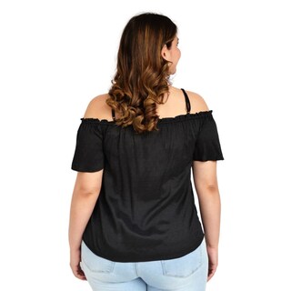Foto 3 | Blusa Campesina Zenobia 11016 color Negro con Tirantes Tallas Extras