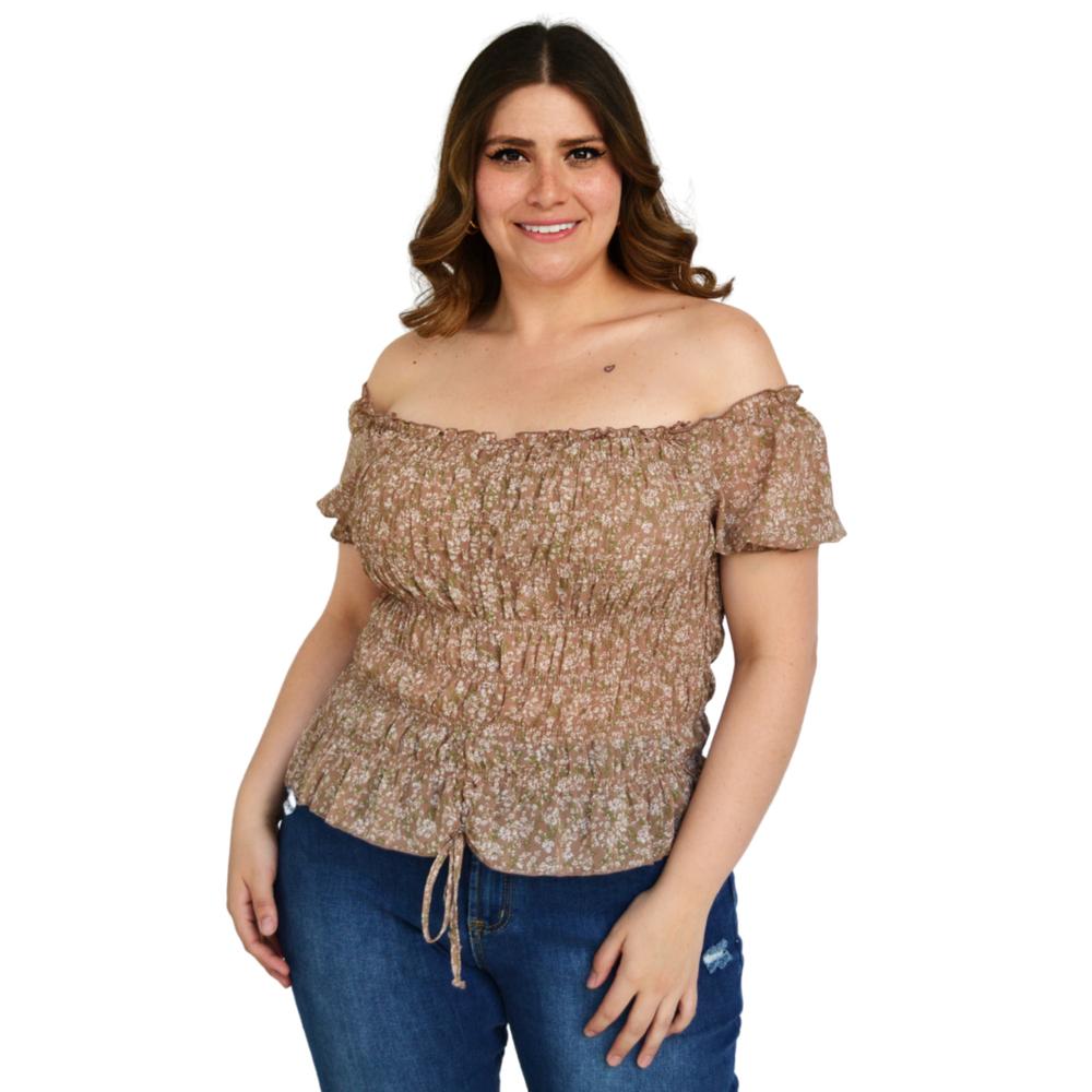 Blusa Zenobia 12120 Smock Tallas Extras color Marrón