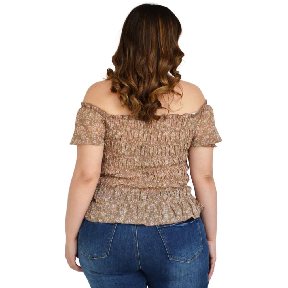 Foto 4 pulgar | Blusa Zenobia 12120 Smock Tallas Extras color Marrón