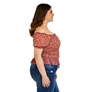 Foto 2 | Blusa Zenobia Smock 12120 Tallas Extras Vino