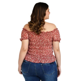 Foto 3 | Blusa Zenobia Smock 12120 Tallas Extras Vino