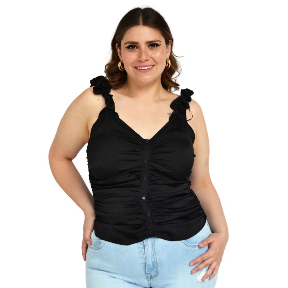 Blusa Roman Fashion Zenobia Negra para Mujer