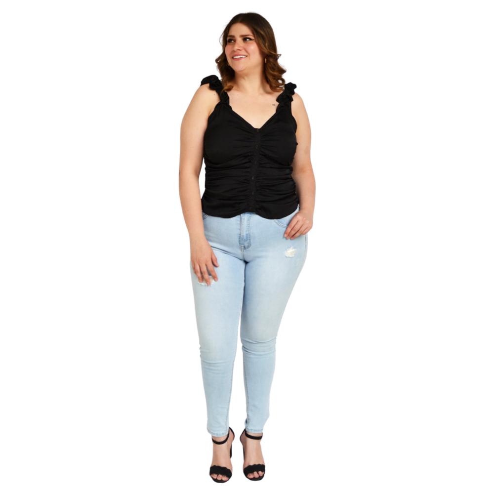 Foto 6 pulgar | Blusa Roman Fashion Zenobia Negra para Mujer