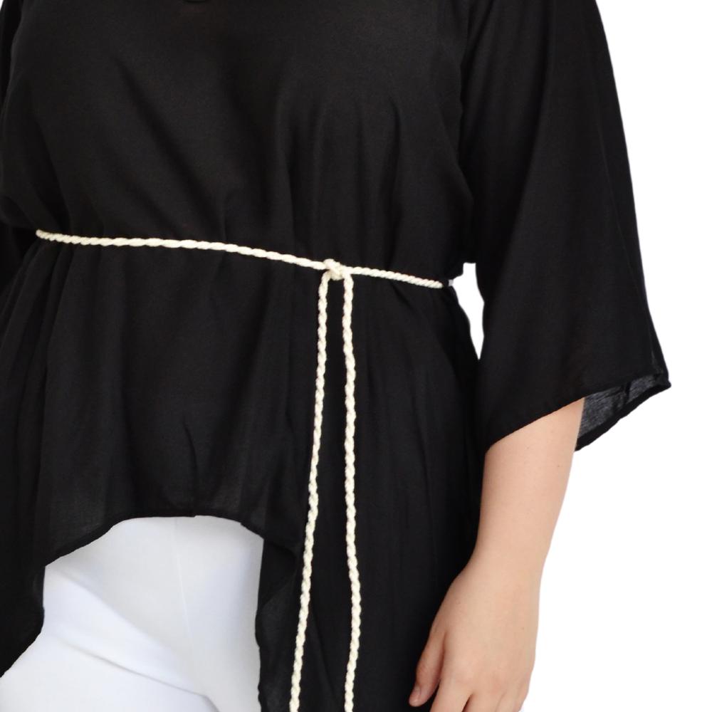 Foto 4 | Blusa Asimétrica con Cinto Roman Fashion BL-GR-1831 color Negro Tallas Extras