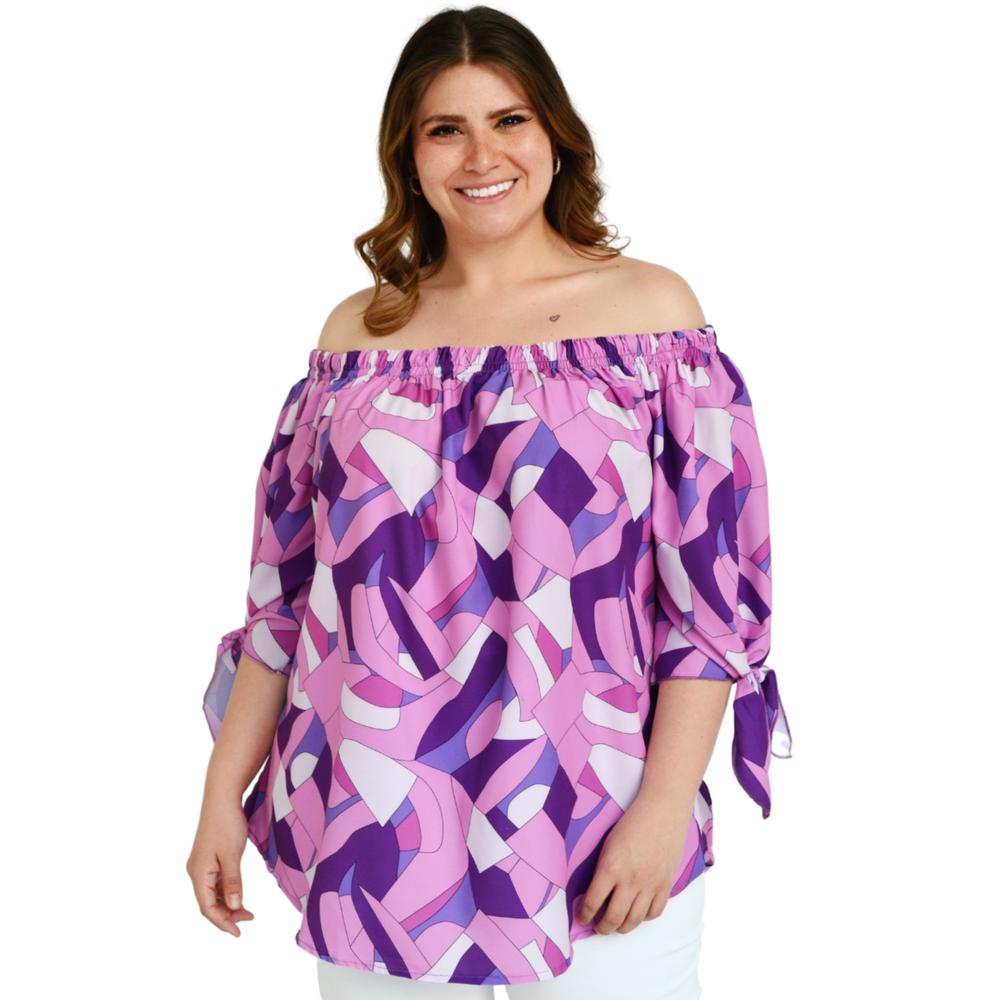 Blusa Escote Campesino Roman Fashion Tallas Extras 1608 color Púrpura
